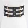 Wide Elastic Belt with Metal Buckle – Black