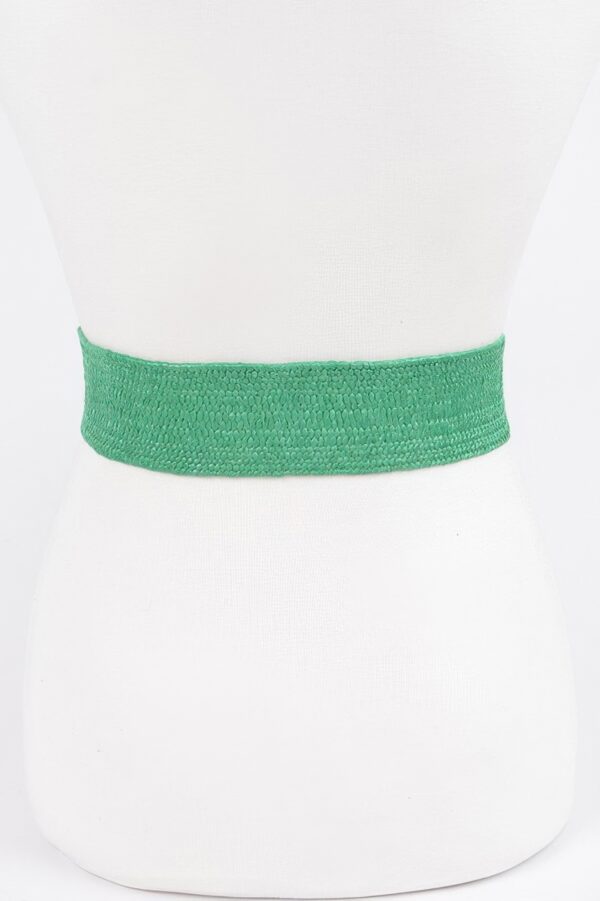 Faux Straw Elastic Belt with Gold Buckle