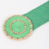Faux Straw Elastic Belt with Gold Buckle