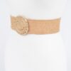 Faux Straw Elastic Belt with Gold Buckle