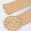 Faux Straw Elastic Belt with Gold Buckle
