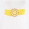 Faux Straw Elastic Belt with Gold Buckle