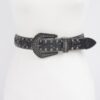 Studded Rhinestone Multi-Metal Belt – Black