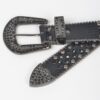 Studded Rhinestone Multi-Metal Belt – Black