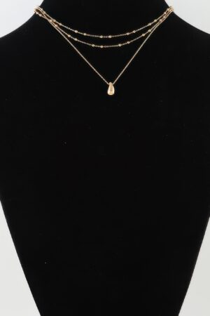 Triple Teardrop Chain Necklace – Gold-Tone