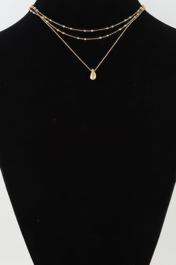 Triple Teardrop Chain Necklace – Gold-Tone