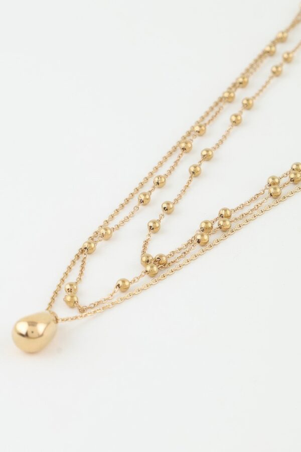 Triple Teardrop Chain Necklace – Gold-Tone