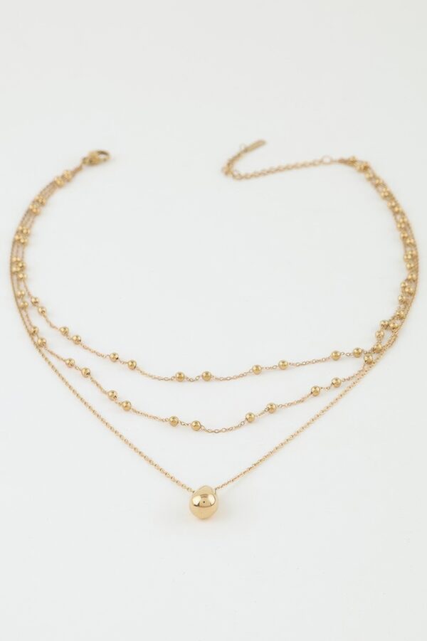 Triple Teardrop Chain Necklace – Gold-Tone