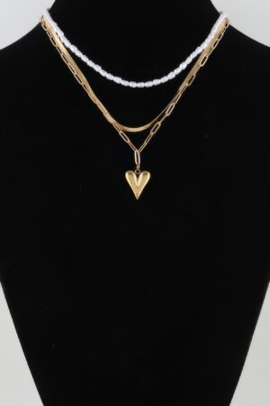 Be My Heart Gold-Tone Pendant Necklace with Faux Pearl