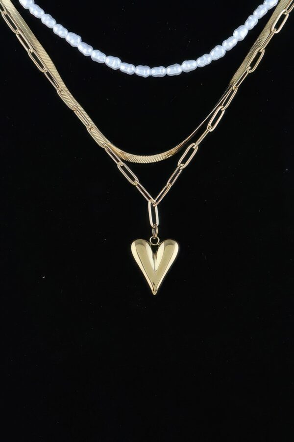 Be My Heart Gold-Tone Pendant Necklace with Faux Pearl