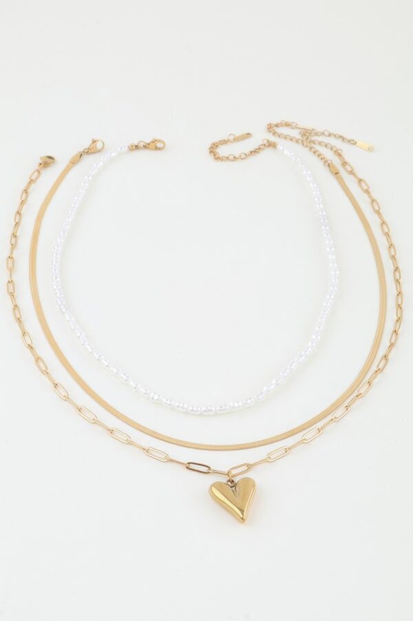 Be My Heart Gold-Tone Pendant Necklace with Faux Pearl