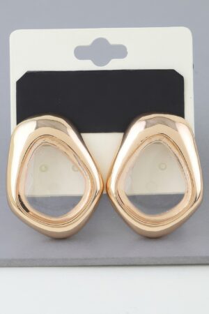 Abstract Transparent Stone Earrings – Gold-Tone