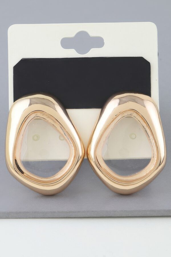 Abstract Transparent Stone Earrings – Gold-Tone