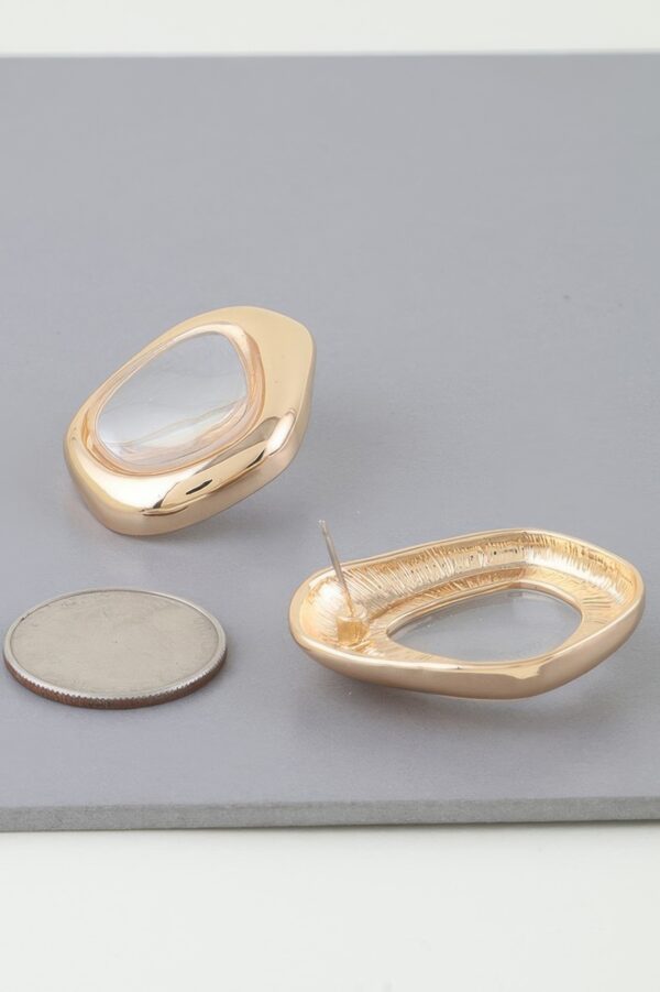 Abstract Transparent Stone Earrings – Gold-Tone