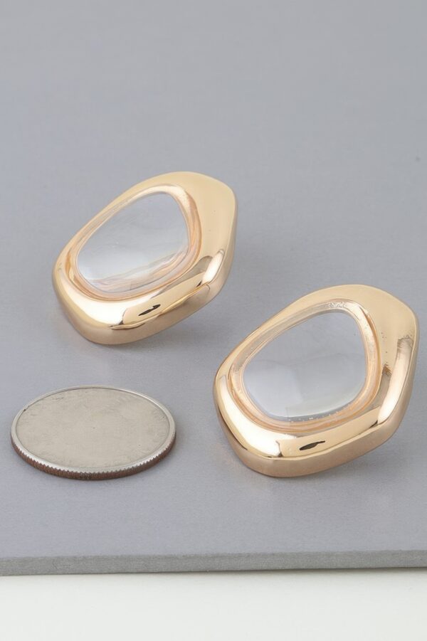 Abstract Transparent Stone Earrings – Gold-Tone