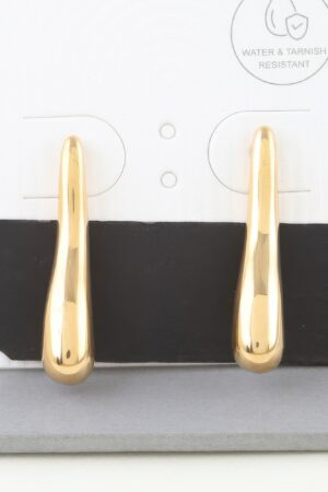 Shiny Bar Teardrop Earrings – Gold-Tone