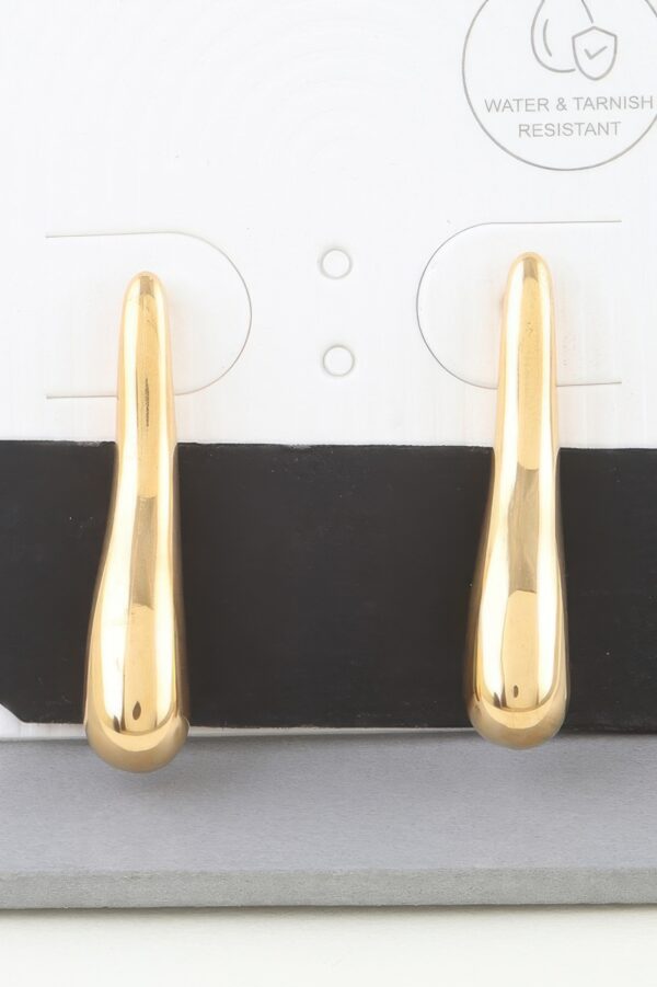 Shiny Bar Teardrop Earrings – Gold-Tone