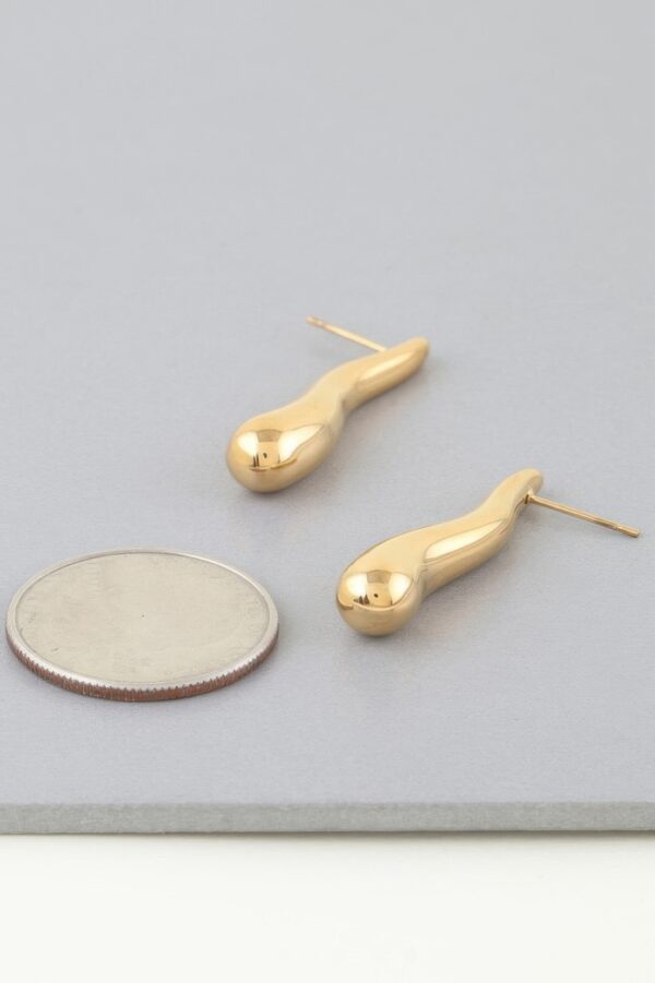 Shiny Bar Teardrop Earrings – Gold-Tone
