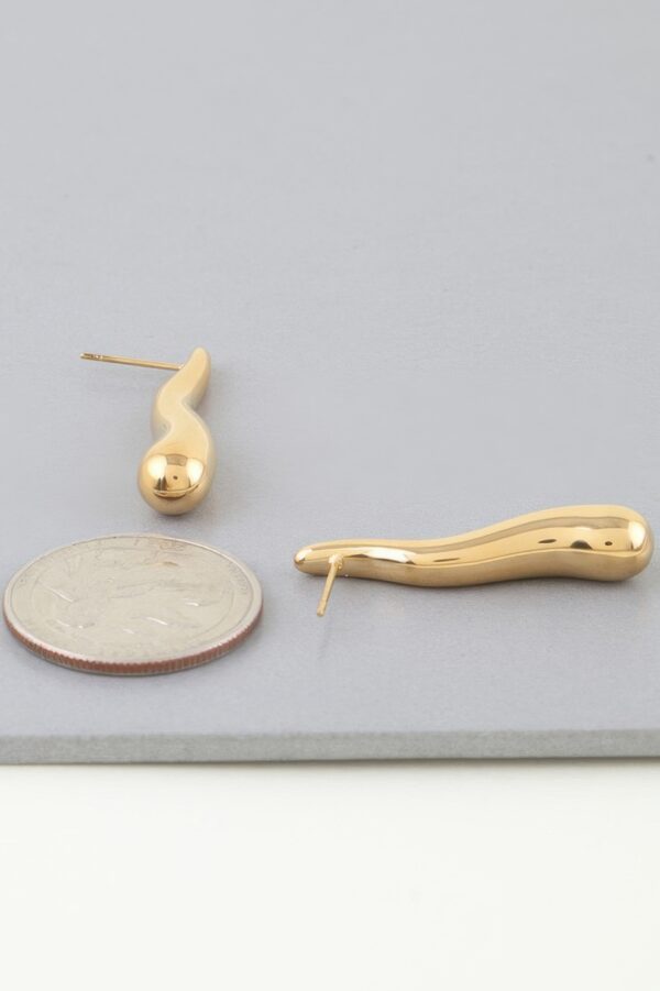 Shiny Bar Teardrop Earrings – Gold-Tone