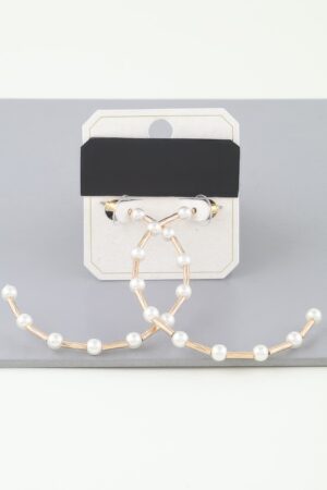 Twisted Pearl Open Hoop Earrings – Coin Accent