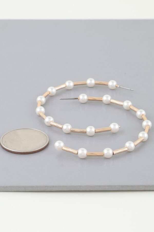 Twisted Pearl Open Hoop Earrings – Coin Accent