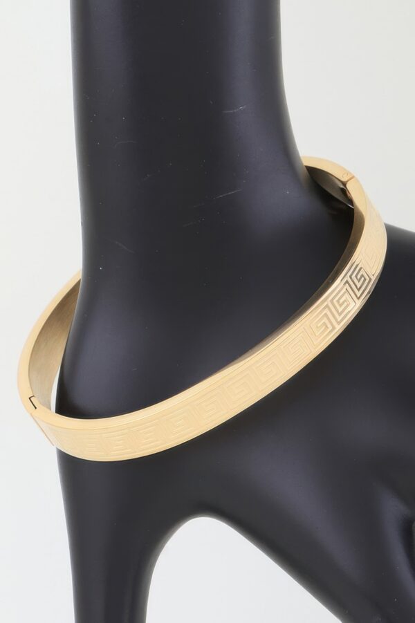 Aztec Maze Engraved Gold-Finish Bracelet (2.2″ x 2.4″)