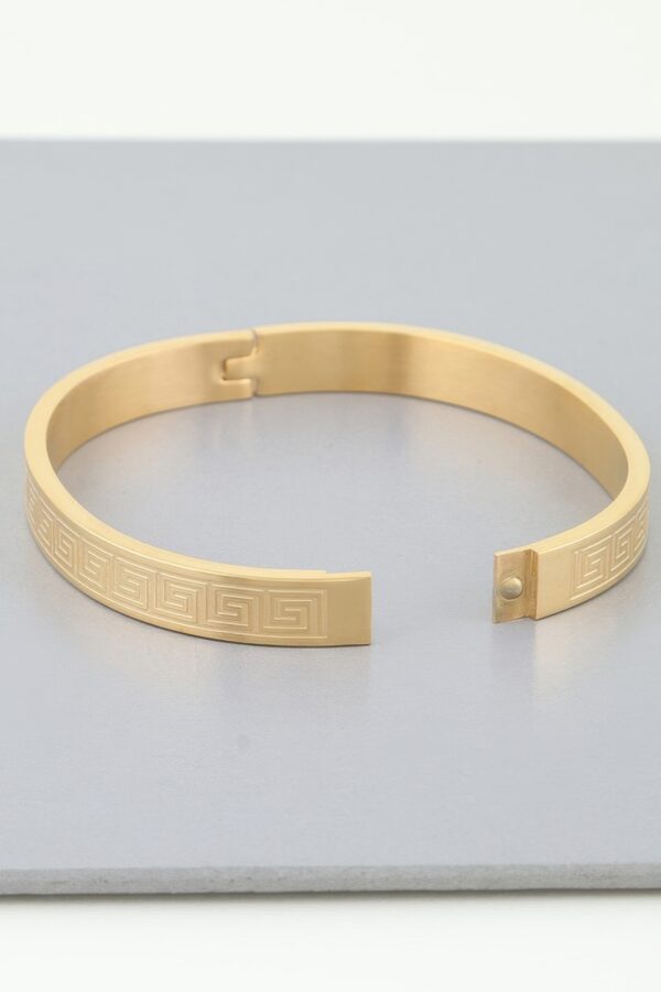 Aztec Maze Engraved Gold-Finish Bracelet (2.2″ x 2.4″)