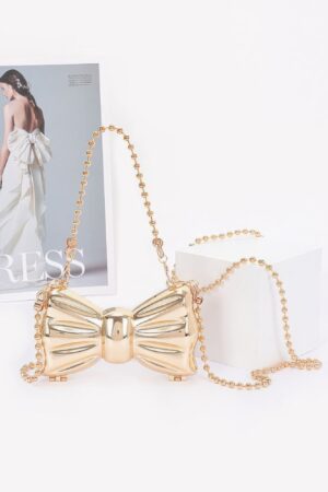 Metal Mini Clutch with Bow Detail – Compact Evening Clutch