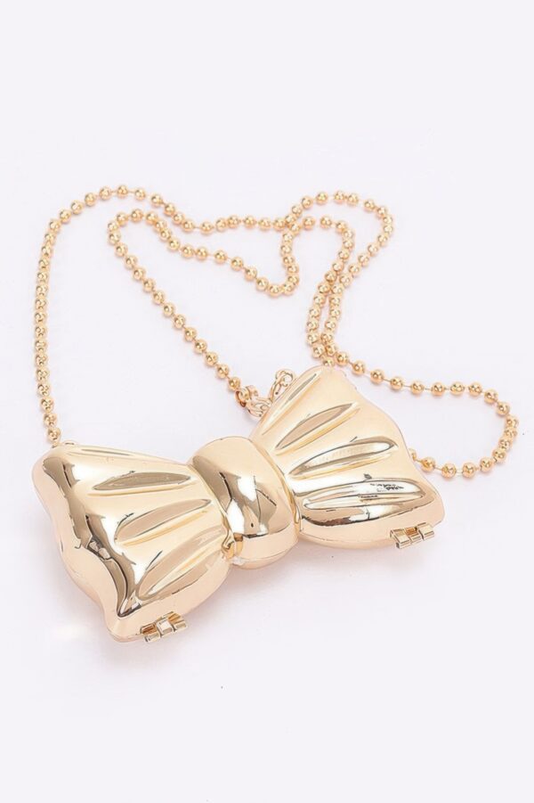 Metal Mini Clutch with Bow Detail – Compact Evening Clutch