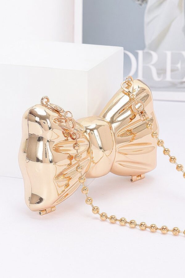 Metal Mini Clutch with Bow Detail – Compact Evening Clutch