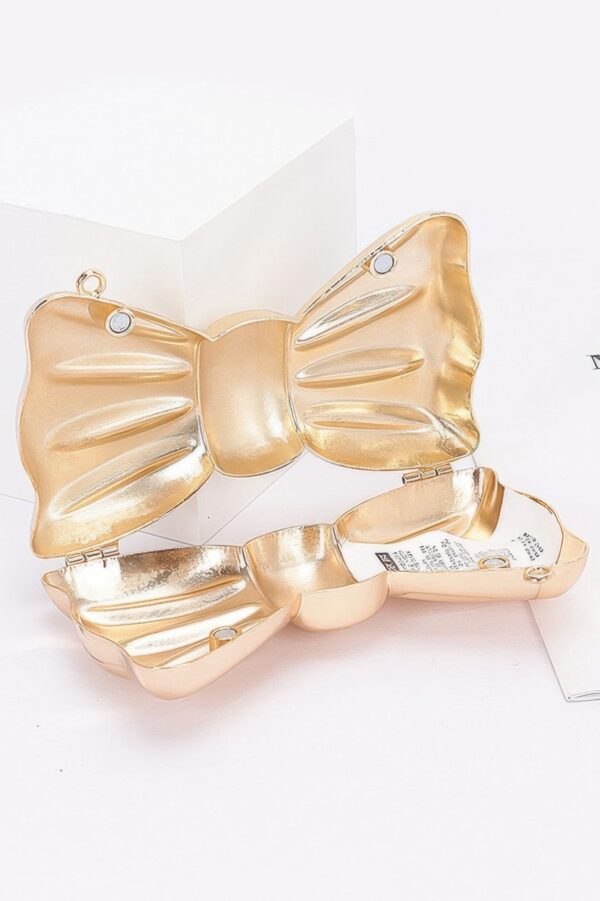 Metal Mini Clutch with Bow Detail – Compact Evening Clutch