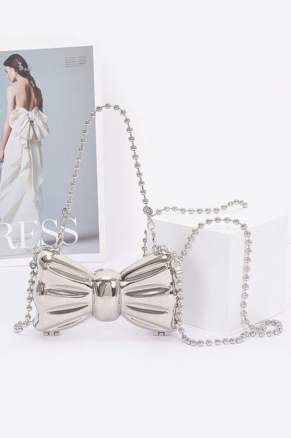 Metal Mini Clutch with Bow Detail – Compact Evening Clutch