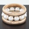 Scale Chain & Pearl Stretch Beaded Bracelet