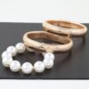 Scale Chain & Pearl Stretch Beaded Bracelet