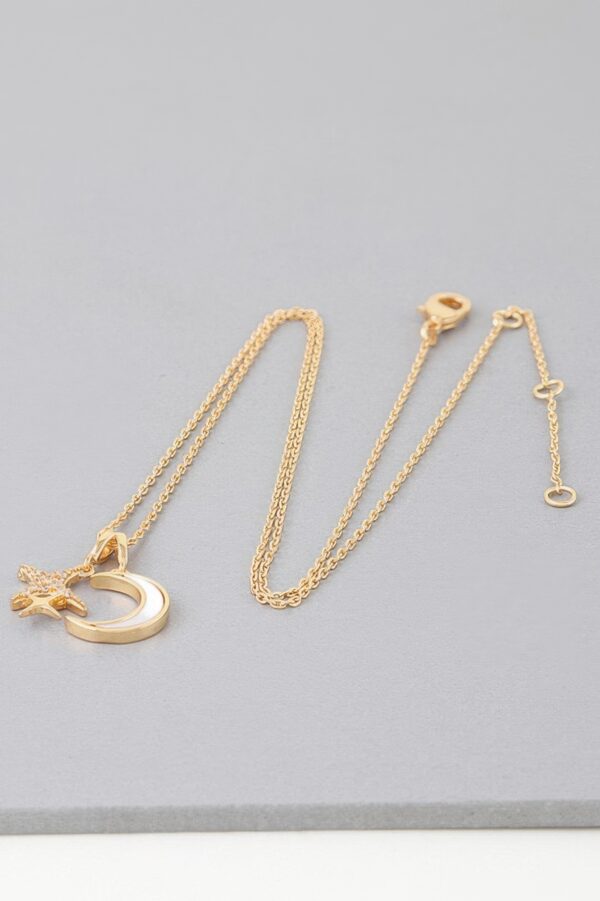 Night Sky Pendant Necklace – Gold-Tone Celestial Charm