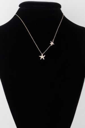 Bejeweled Starfish Pendant Necklace – Gold-tone