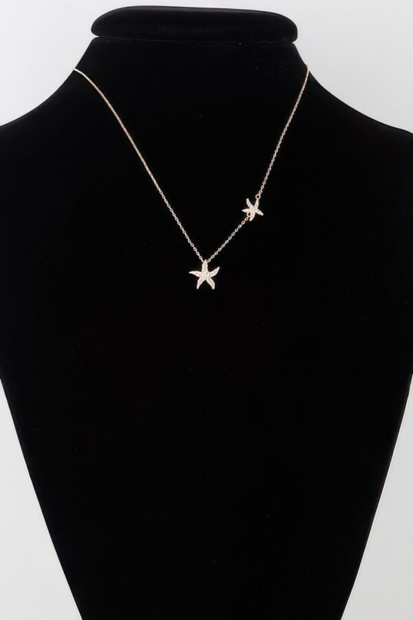 Bejeweled Starfish Pendant Necklace – Gold-tone
