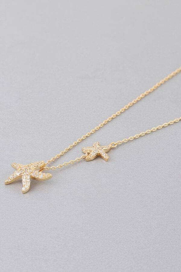 Bejeweled Starfish Pendant Necklace – Gold-tone