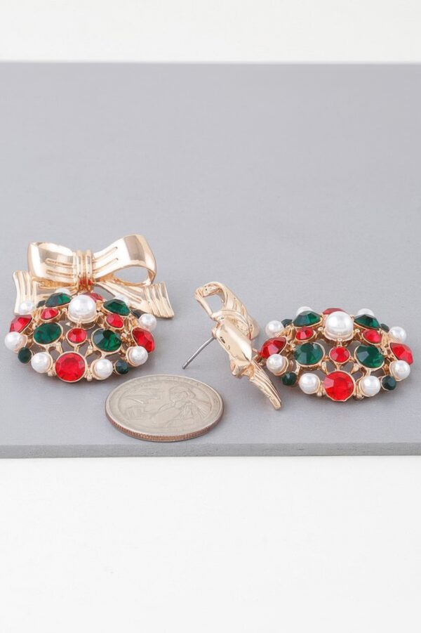 Bejeweled Ribbon Ornament Earrings – Festive Bow