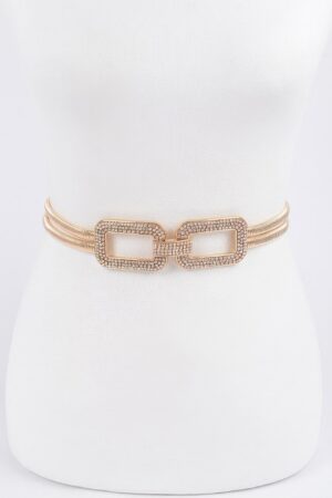 Rhinestone Metal Stretch Belt – Chain Detail