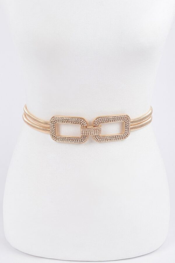 Rhinestone Metal Stretch Belt – Chain Detail