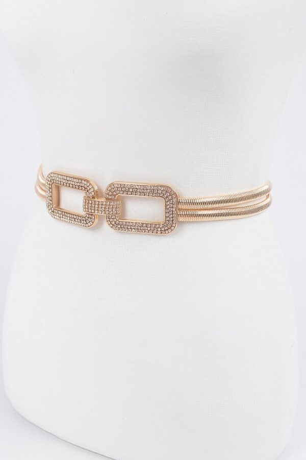 Rhinestone Metal Stretch Belt – Chain Detail