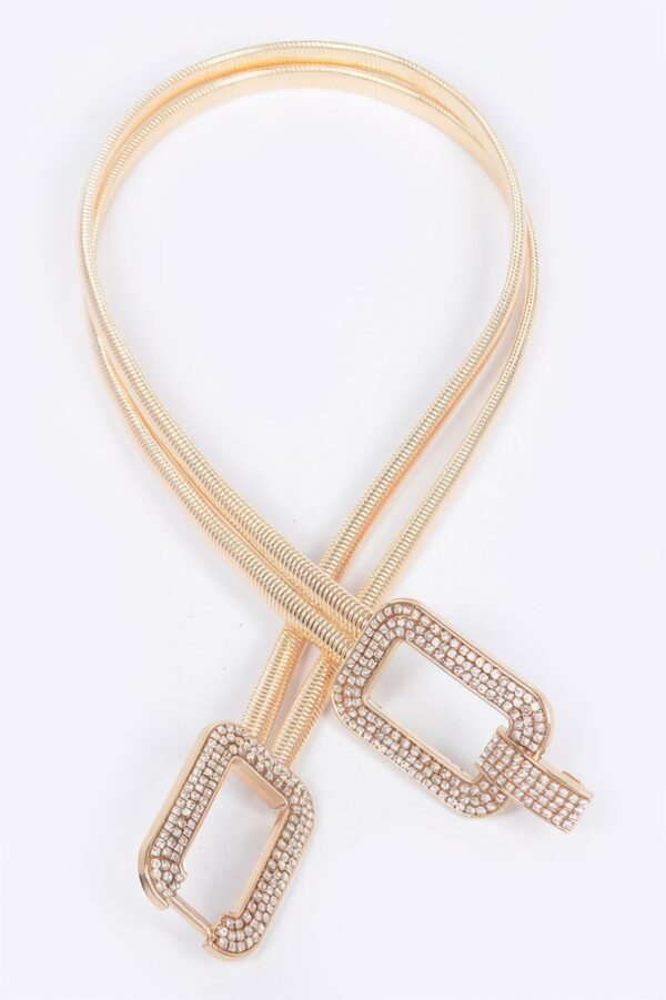 Rhinestone Metal Stretch Belt – Chain Detail
