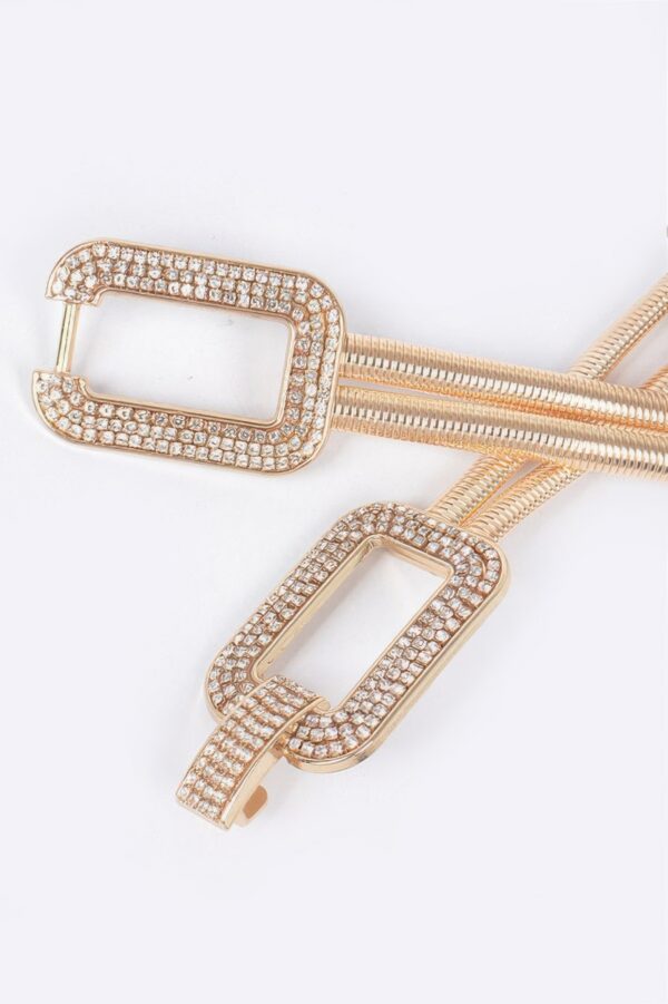 Rhinestone Metal Stretch Belt – Chain Detail
