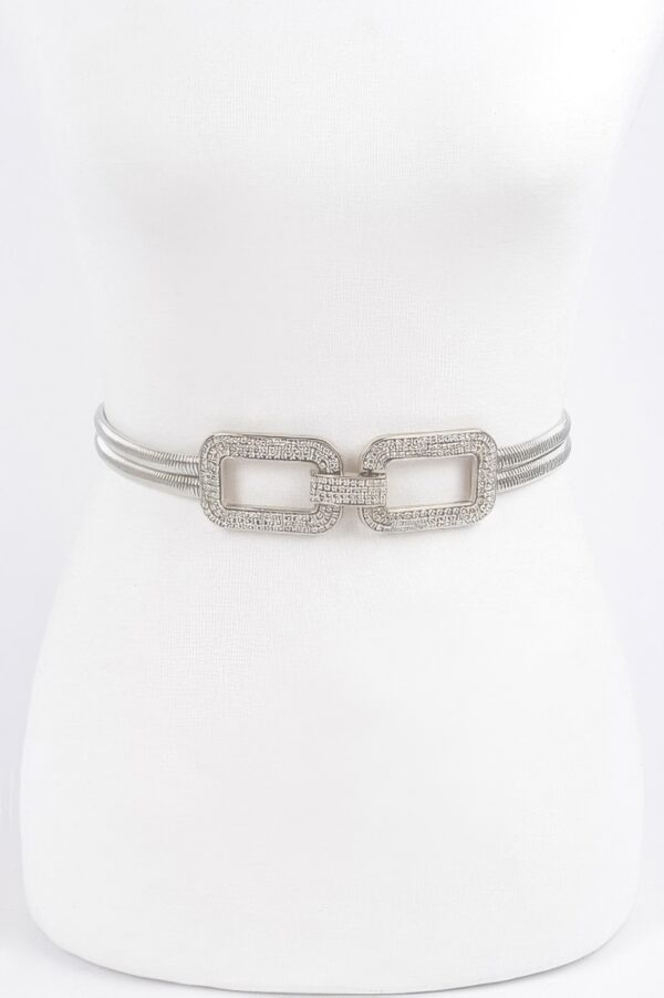 Rhinestone Metal Stretch Belt – Chain Detail