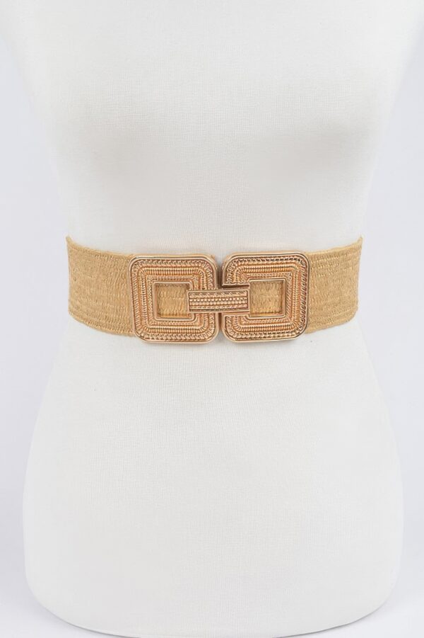 Gold-Buckle Stretch Belt – 70% PVC Elastic Waist Belt