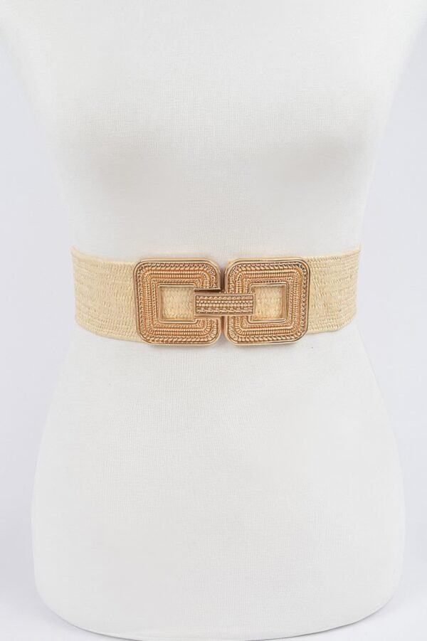 Gold-Buckle Stretch Belt – 70% PVC Elastic Waist Belt