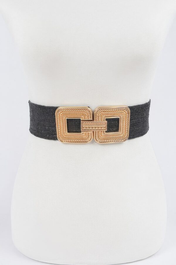 Gold-Buckle Stretch Belt – 70% PVC Elastic Waist Belt
