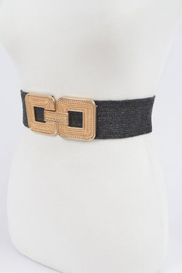 Gold-Buckle Stretch Belt – 70% PVC Elastic Waist Belt