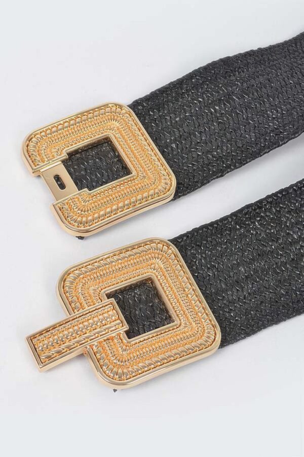 Gold-Buckle Stretch Belt – 70% PVC Elastic Waist Belt